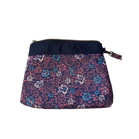 💖Travelon Wristlet Purse With Leopard Print In Blue & Pink With Zipper Closure - Picture 4 of 4